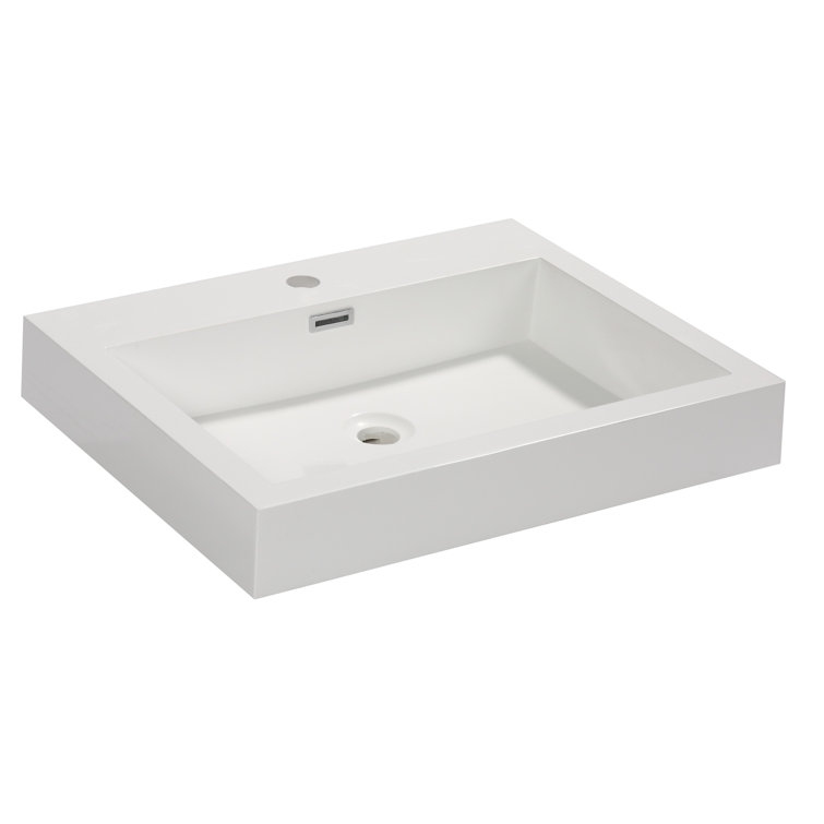 Aquamoon Venice 18.75'' White Acrylic Rectangular Vessel Bathroom Sink